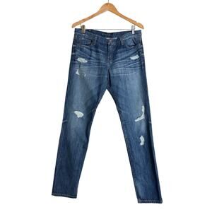 Banana Republic Women's Mid Rise Cotton Distressed Slim Denim Jeans Size 31 Blue